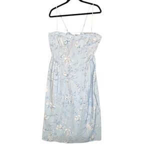 LOFT Petites Light Blue Floral Lace Up Back Midi Dress 18P NWT Coquette Sundress